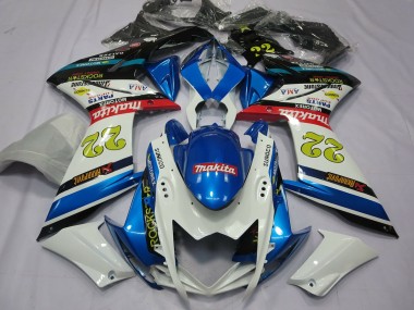 22 Blanc & Bleu 2007-2008 Suzuki GSXR 1000 Carénage Moto