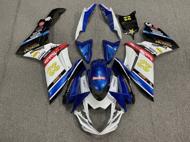 22 Rockstar Blanc & Bleu 2011-2024 Suzuki GSXR 600-750 Carénage Moto