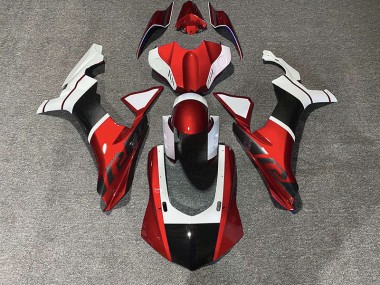 Accents Rouges & Fibre De Carbone 2015-2019 Yamaha R1 Carénage Moto