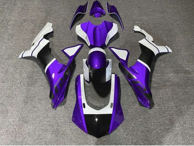 Accents Violets & Fibre De Carbone 2015-2019 Yamaha R1 Carénage Moto