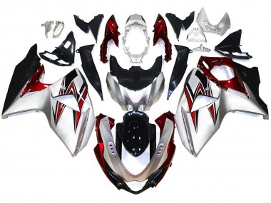 Argent Avec Des Reflets Rouges 2009-2016 Suzuki GSXR 1000 Carénage Moto