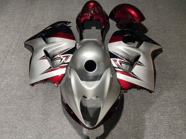 Argent Brillant & Rouge Bonbon 1997-2007 Suzuki GSXR 1300 Carénage Moto