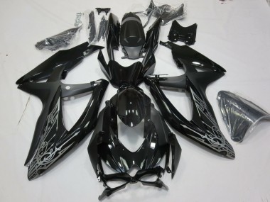 Argent & Noir 2008-2010 Suzuki GSXR 600-750 Carénage Moto