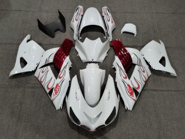 Bianco Rosso Fiamma 2006-2011 Kawasaki ZX14R Carénage Moto