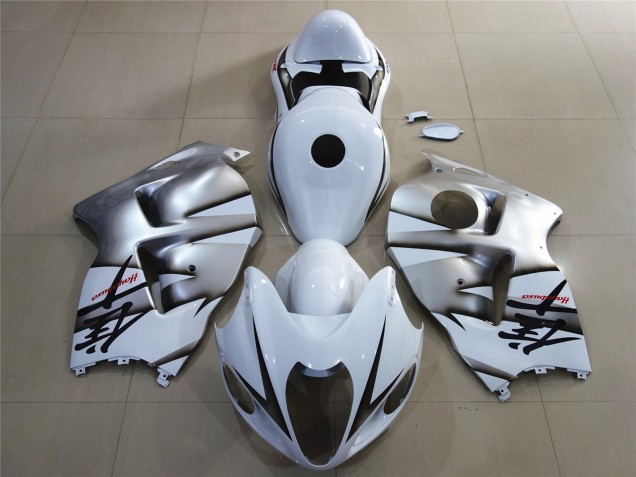 Blanc & Argent Brillant 1997-2007 Suzuki GSXR 1300 Carénage Moto