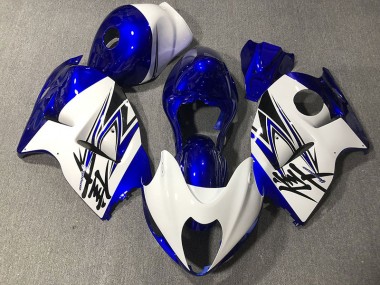 Blanc Brillant & Bleu 1997-2007 Suzuki GSXR 1300 Carénage Moto