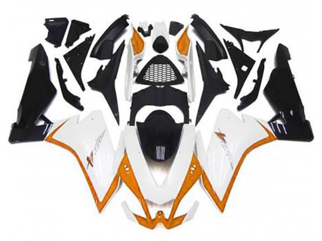 Blanc Brillant & Orange 2010-2015 Aprilia RSV4 1000 Carénage Moto