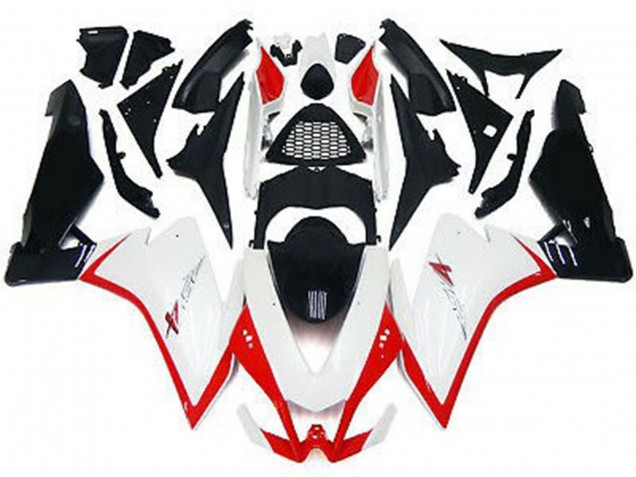 Blanc Brillant & Rouge 2010-2015 Aprilia RSV4 1000 Carénage Moto