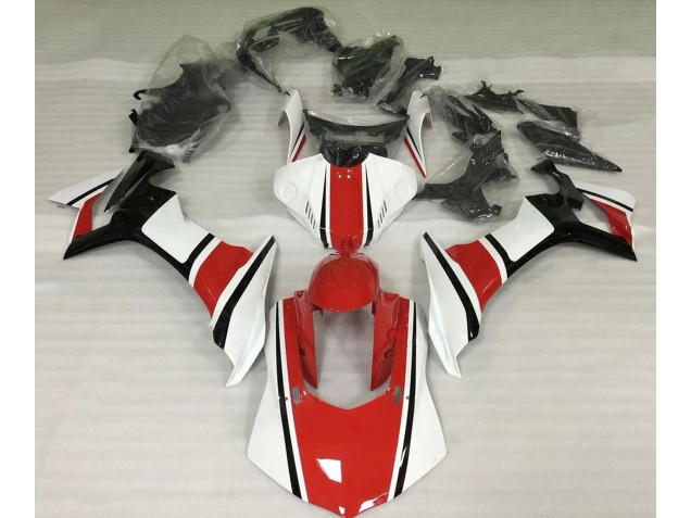 Blanc Brillant Rouge & Noir 2015-2019 Yamaha R1 Carénage Moto