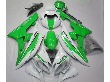 Blanc Brillant & Vert 2006-2007 Yamaha R6 Carénage Moto