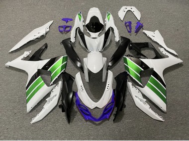 Blanc Brillant Vert Noir & Violet 2009-2016 Suzuki GSXR 1000 Carénage Moto