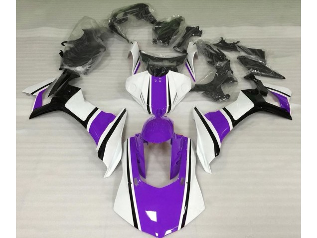 Blanc Brillant Violet & Noir 2015-2019 Yamaha R1 Carénage Moto