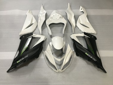 Blanc Cristal & Noir Satiné 2013-2018 Kawasaki ZX6R Carénage Moto