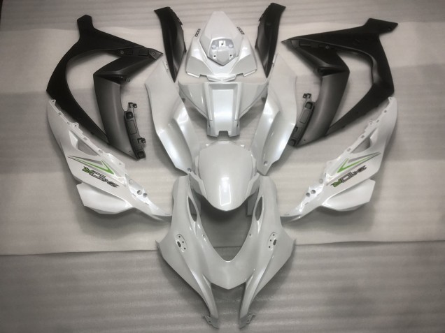 Blanc Nacré & Vert 2016-2019 Kawasaki ZX10R Carénage Moto