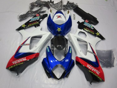 Blanc Rockstar 2007-2008 Suzuki GSXR 1000 Carénage Moto