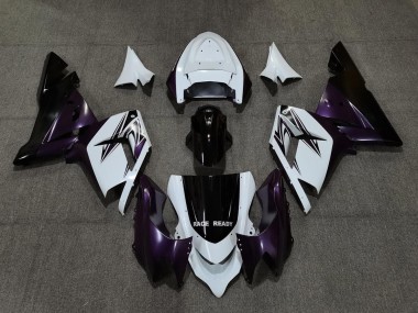 Blanc Violet & Noir 2004-2005 Kawasaki ZX10R Carénage Moto