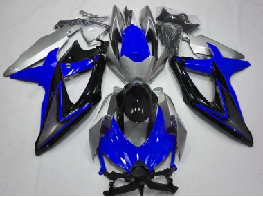 Bleu & Argent 2008-2010 Suzuki GSXR 600-750 Carénage Moto