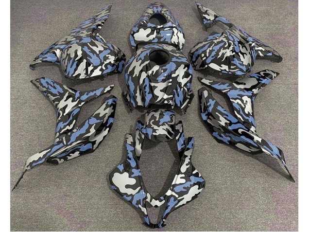 Bleu & Argent Camo 2009-2012 Honda CBR600RR Carénage Moto