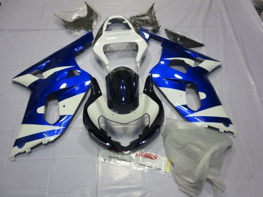 Bleu & Blanc 2001-2003 Suzuki GSXR 600-750 Carénage Moto