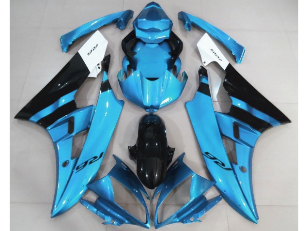 Bleu Clair Brillant & Noir 2006-2007 Yamaha R6 Carénage Moto