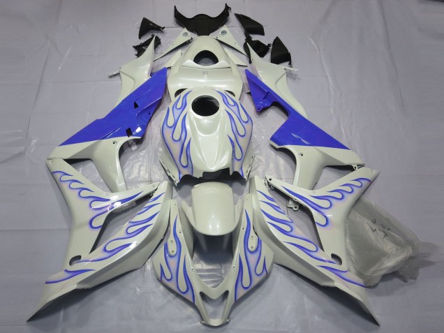 Bleu Flamme Sur Blanc 2007-2008 Honda CBR600RR Carénage Moto