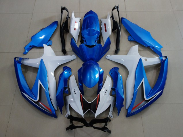 Bleu Métallisé & Blanc 2008-2010 Suzuki GSXR 600-750 Carénage Moto