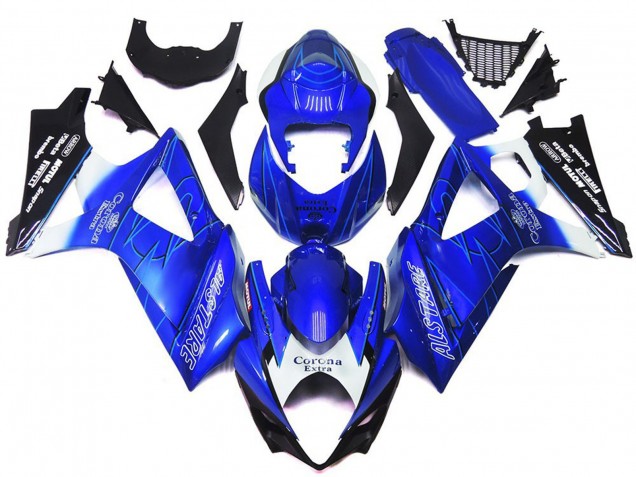 Bleu Vibrant Avec Blanc Corona 2007-2008 Suzuki GSXR 1000 Carénage Moto