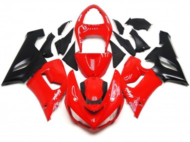 Décalcomanies Blanches Rouges Brillantes Unies 2005-2006 Kawasaki ZX6R Carénage Moto