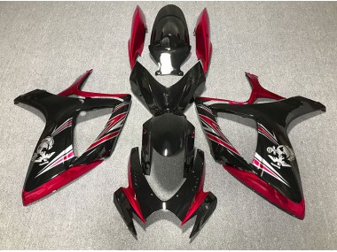 Design Rouge Brillant & Noir 2006-2007 Suzuki GSXR 600-750 Carénage Moto