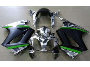 Gris Camouflage & Vert 2002-2012 Honda VFR800 Carénage Moto