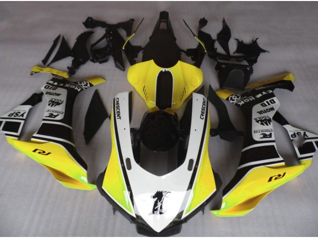 Jaune Brillant & Blanc 2015-2019 Yamaha R1 Carénage Moto