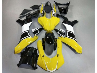 Jaune Brillant Blanc & Noir 2015-2019 Yamaha R1 Carénage Moto