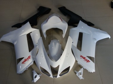 Logos Blanc Brillant & Rouge 2007-2008 Kawasaki ZX6R Carénage Moto