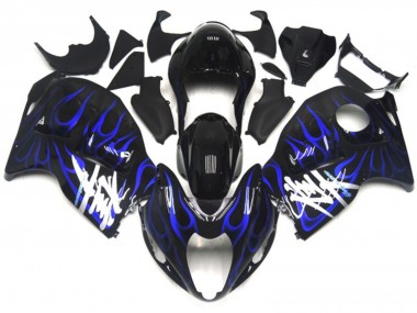 Noir Avec Bleu Profond Flamme 1997-2007 Suzuki GSXR 1300 Carénage Moto