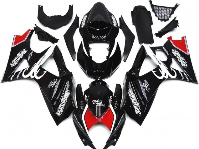 Noir & Blanc Avec Du Rouge 2007-2008 Suzuki GSXR 1000 Carénage Moto