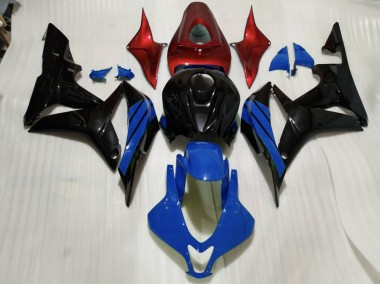 Noir Brillant & Accents Bleus & Rouges 2007-2008 Honda CBR600RR Carénage Moto