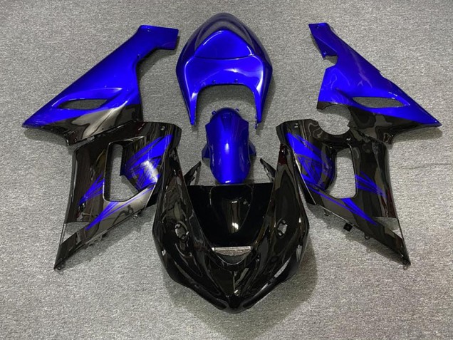 Noir Brillant & Bleu 2005-2006 Kawasaki ZX6R Carénage Moto