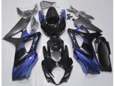 Noir Brillant & Bleu 2007-2008 Suzuki GSXR 1000 Carénage Moto