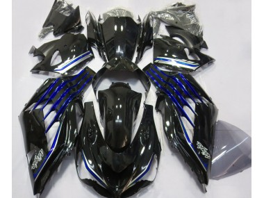 Noir Brillant & Bleu 2012-2021 Kawasaki ZX14R Carénage Moto