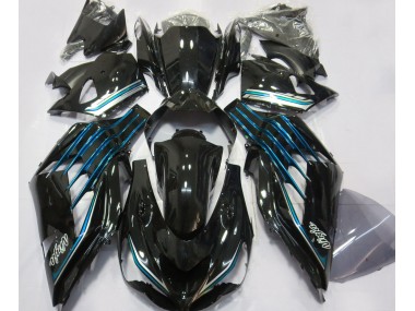 Noir Brillant & Bleu Clair 2012-2021 Kawasaki ZX14R Carénage Moto