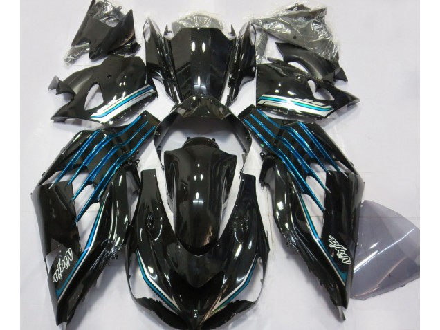 Noir Brillant & Bleu Clair 2012-2021 Kawasaki ZX14R Carénage Moto