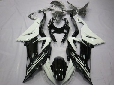 Noir Brillant Uni Blanc 2013-2018 Kawasaki ZX6R Carénage Moto