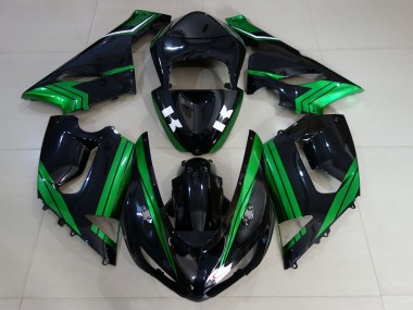 Noir Brillant & Vert Électrique 2005-2006 Kawasaki ZX6R Carénage Moto