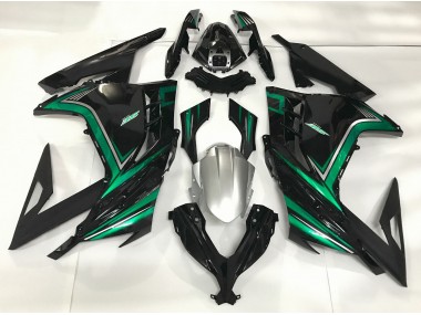 Noir Brillant & Vert Émeraude 2013-2018 Kawasaki Ninja 300 Carénage Moto