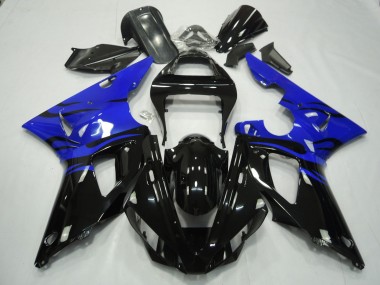 Noir Flamme & Bleu 2000-2001 Yamaha R1 Carénage Moto