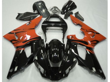 Noir Flamme & Orange 2000-2001 Yamaha R1 Carénage Moto