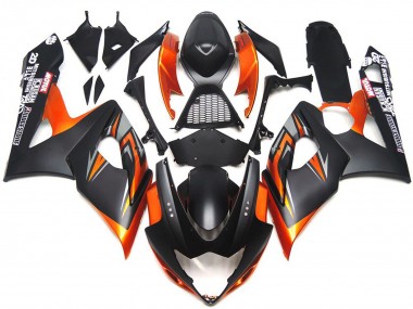 Noir Mat & Brillant Personnalisé & Orange 2005-2006 Suzuki GSXR 1000 Carénage Moto