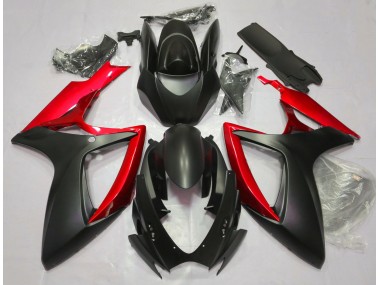 Noir Mat & Rouge 2006-2007 Suzuki GSXR 600-750 Carénage Moto