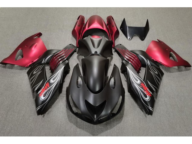 Noir Mat & Rouge 2006-2011 Kawasaki ZX14R Carénage Moto