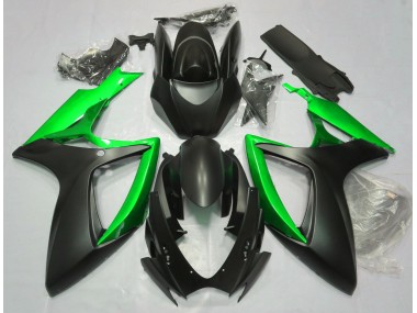 Noir Mat & Vert 2006-2007 Suzuki GSXR 600-750 Carénage Moto